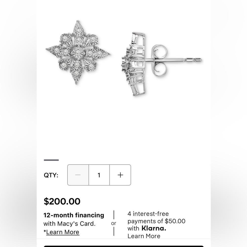 Diamond Cluster Stud Earrings (1/10 ct. t.w.) in Sterling Silver